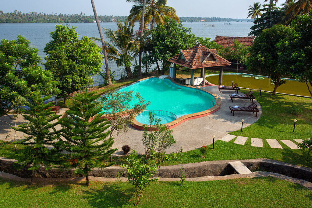 Tranquil Swimming Pool at Akanta Ayurveda Resort in Kerala – A Calm Escape for Wellness and Relaxation