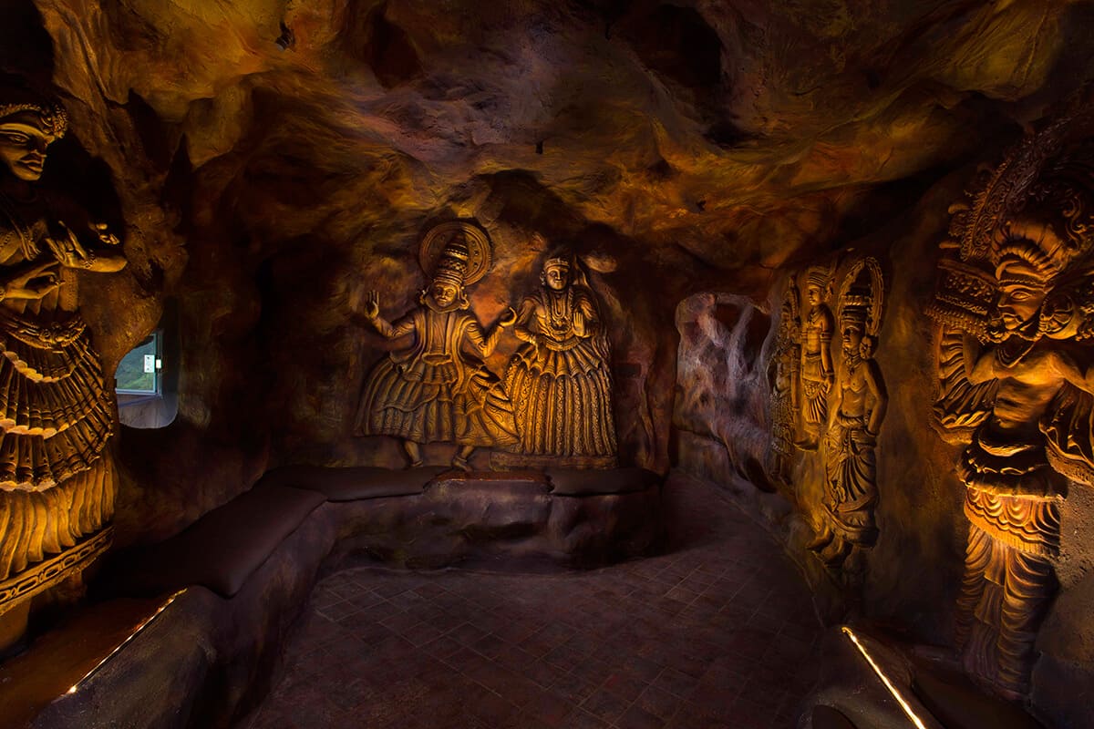 Luxury cave rooms at Foggy Knolls Resort in Vagamon offering a unique stay carved into the hillside with modern comforts and scenic valley views.