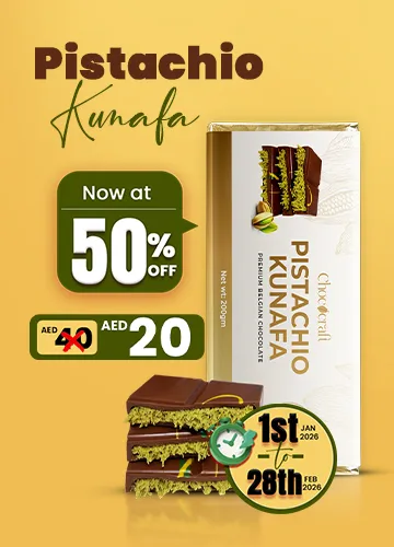“Chococraft Pistachio Kunafa Chocolate bar with Belgian chocolate, crispy kunafa pastry, and premium pistachios – premium chocolates Dubai”