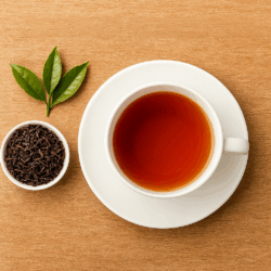 Cup of Kerala Naturals Single Estate Munnar Orange Pekoe Tea with light colour and smooth texture
