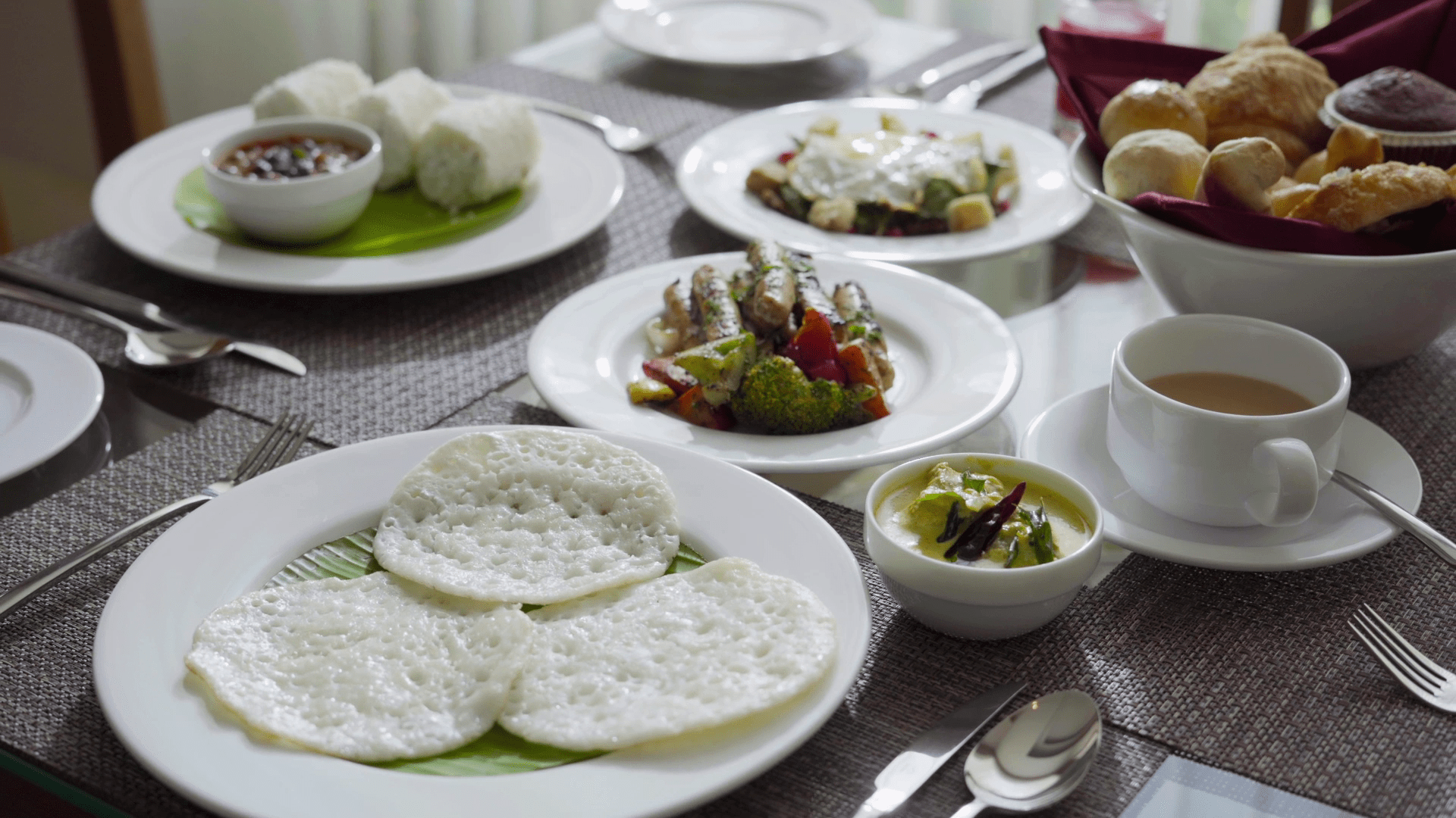 erala breakfast at Monsoon Empress Kochi with puttu, appam, idiyappam and traditional curries