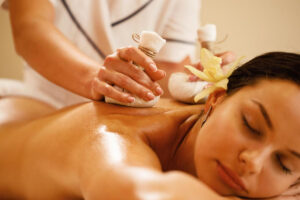 Ayurveda holistic healing therapy with herbal oils and natural treatments