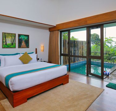 Luxury private pool villa at Morickap Resort Wayanad with scenic mountain and plantation views