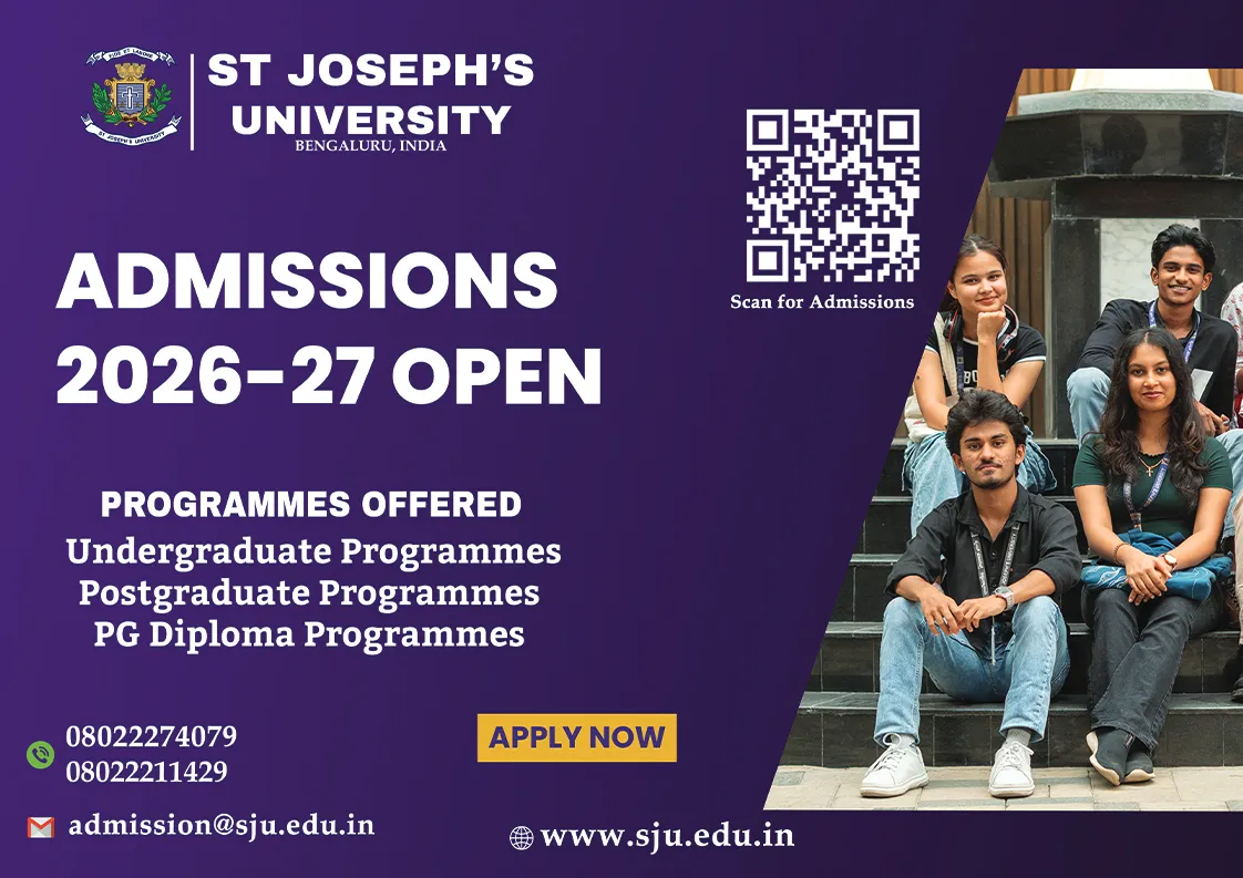 Students exploring admission opportunities at St Joseph’s University Bengaluru for BA English, Journalism and Psychology programme 2026–2027.